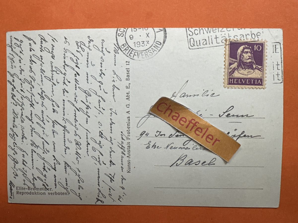 Cartoline postali: 1933 Schaffhausen. Munot – Usato da Zürich venduto da Chaeffeler 1