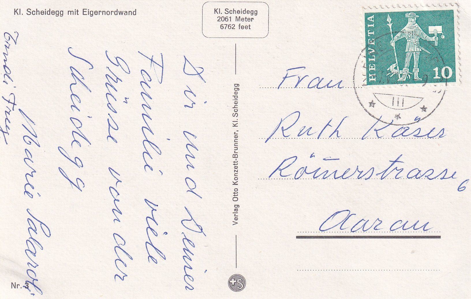 Cartoline postali: Kleine Scheidegg mit Eigernordwand /bo – Usato da Hombrechtikon venduto da Rudolf07 1