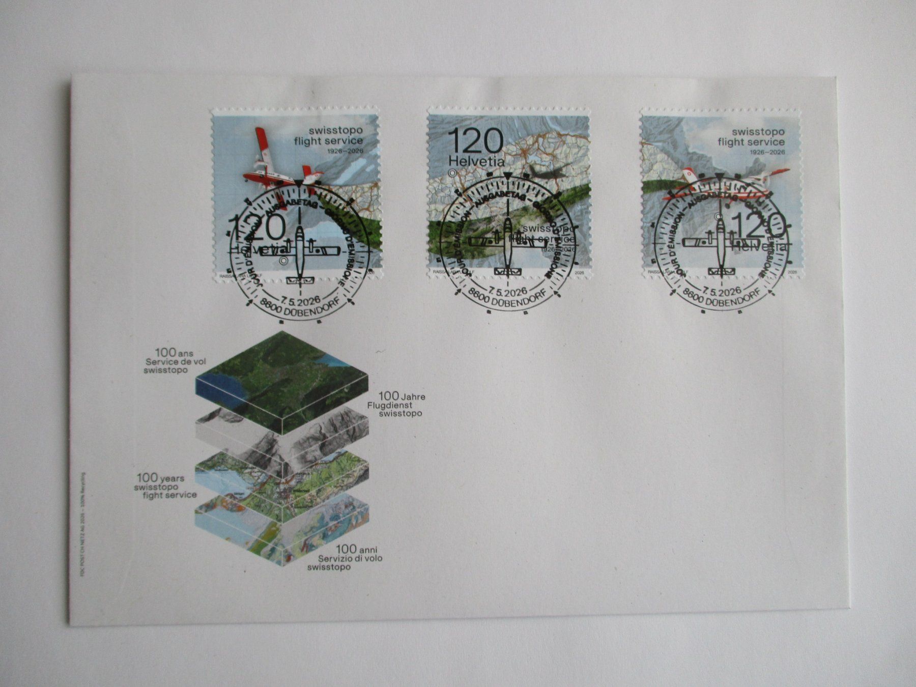 Tutti i francobolli: FDC Swisstopo einzel geklebt  B – Usato da Langnau b. Reiden venduto da Aktuell88