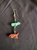 Vintage Ohrring mit Bär und Kojote, Indianisch Stil!