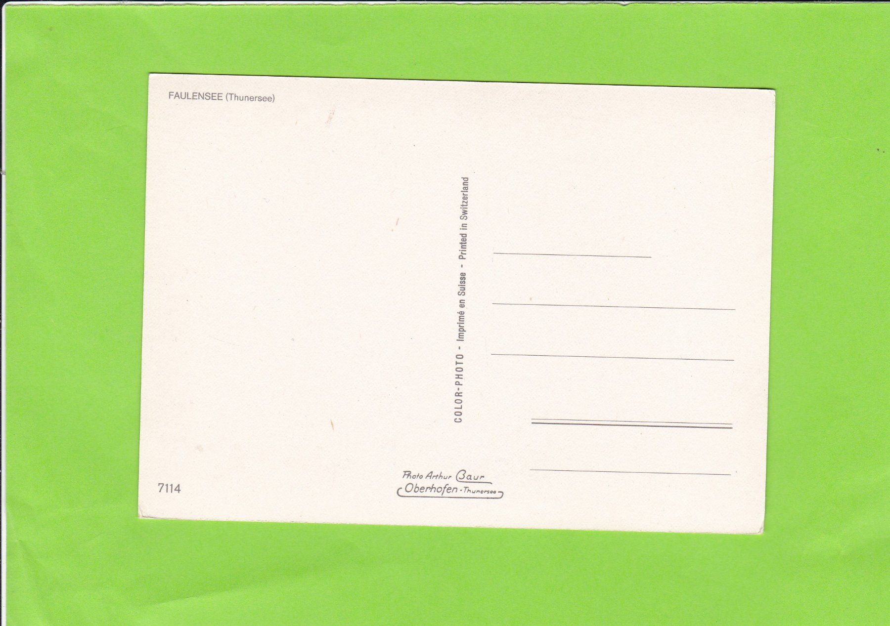 Cartoline postali: Faulensee-Thunersee – Usato da St. Peterzell venduto da neckertal 1