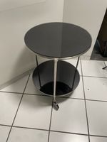 Beistelltisch rund Glas Metall schwarz neuwertig
