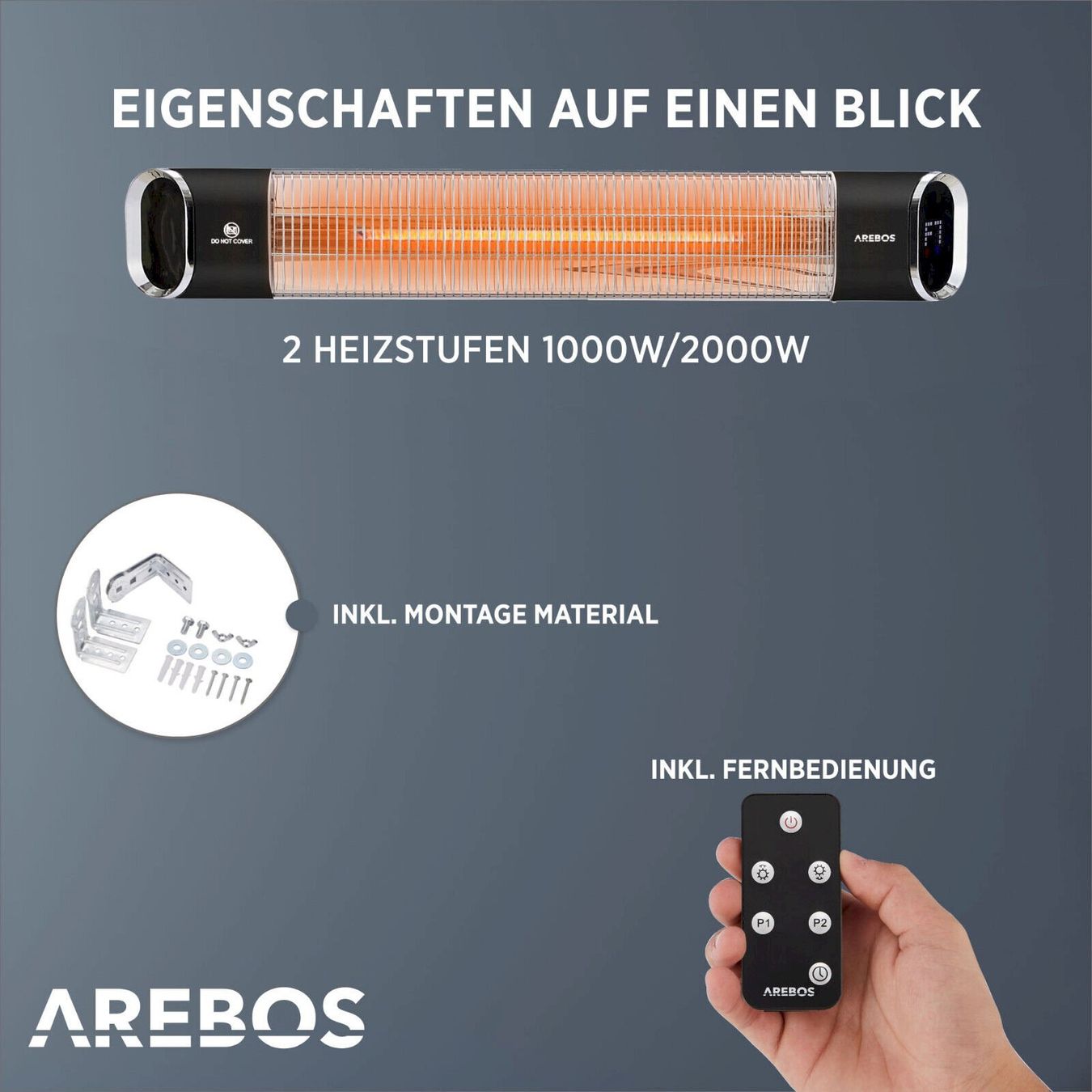 Radiateurs: Infrarot Heizstrahler 2000W schwarz – Neuf avec emballage d'origine à Bottighofen par zaap 3