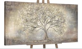 Large Abstract Gold Tree Painting 160x80cm - Ready to Hang