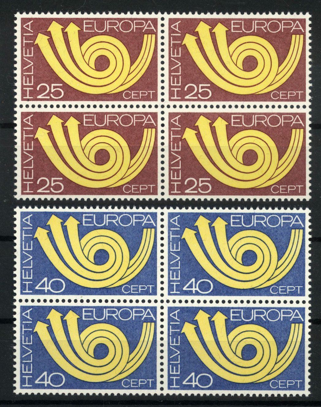 Tutti i francobolli: 1973, Europa, Viererblöcke ** – Usato da Willisau venduto da Vollstempel