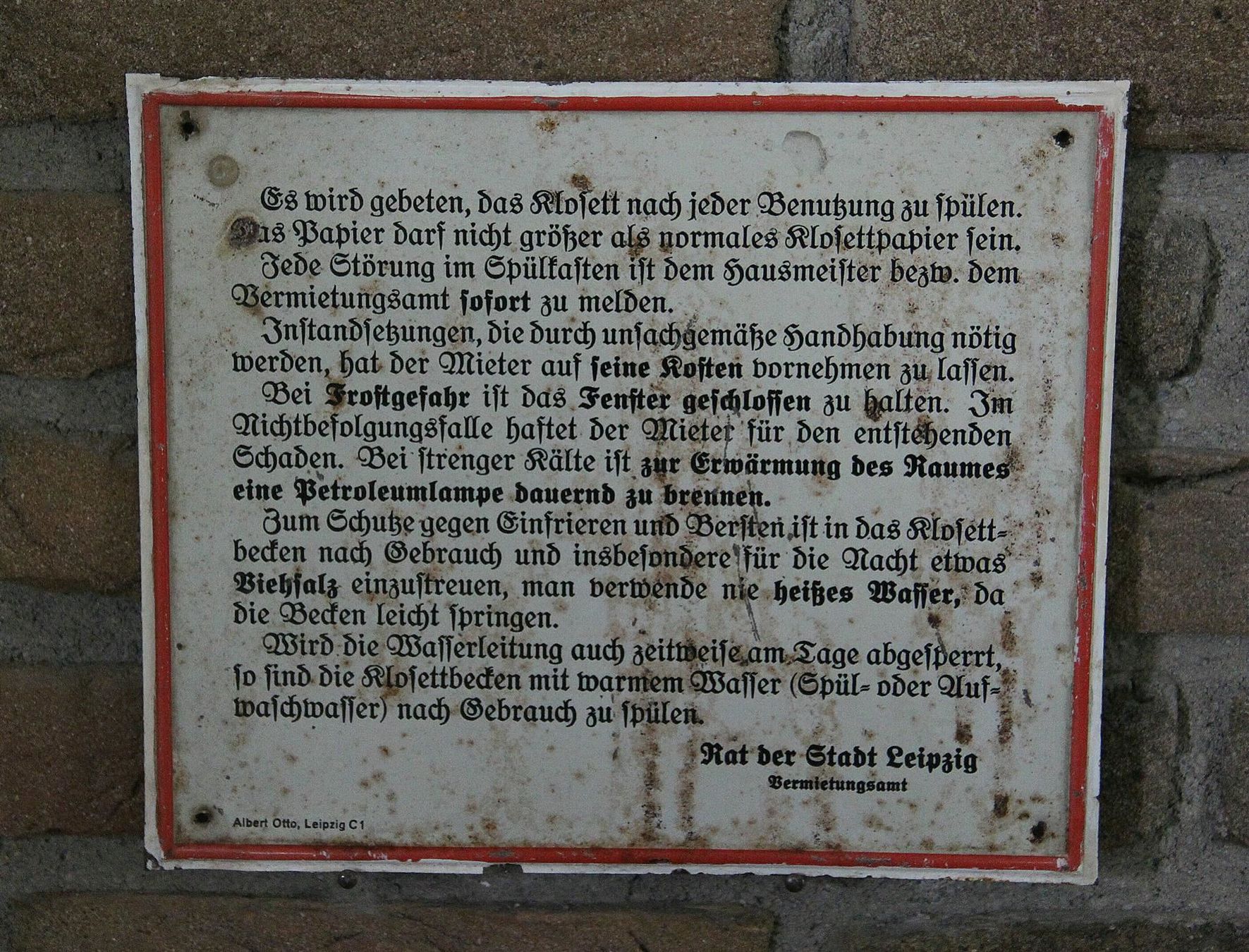 Insegne: Blechschild "Klosett-Ordnung" – Usato da Birrwil venduto da brandschatz_birrwil