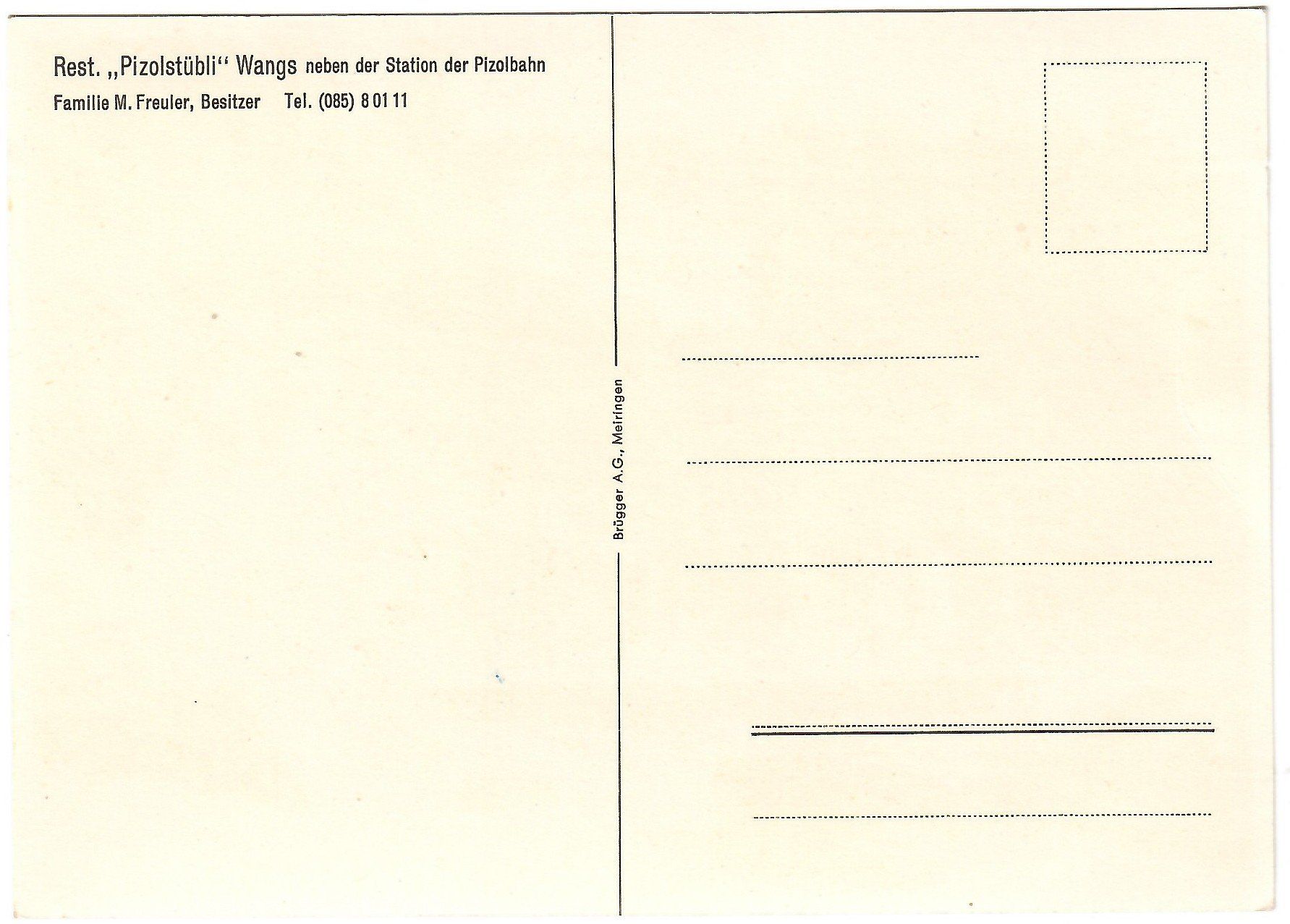 Cartoline postali: Ansichtskarte   Wangs,  Restaurant   'Pizolstuebli' – Usato da Kerns venduto da etma3 1