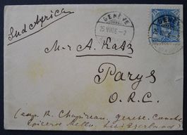 Destination SÜDAFRIKA 1906, Stehende Helvetia ab GENEVE