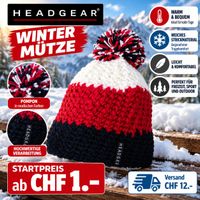 Wintermütze in Red / Black / White als Restposten ab 1.-