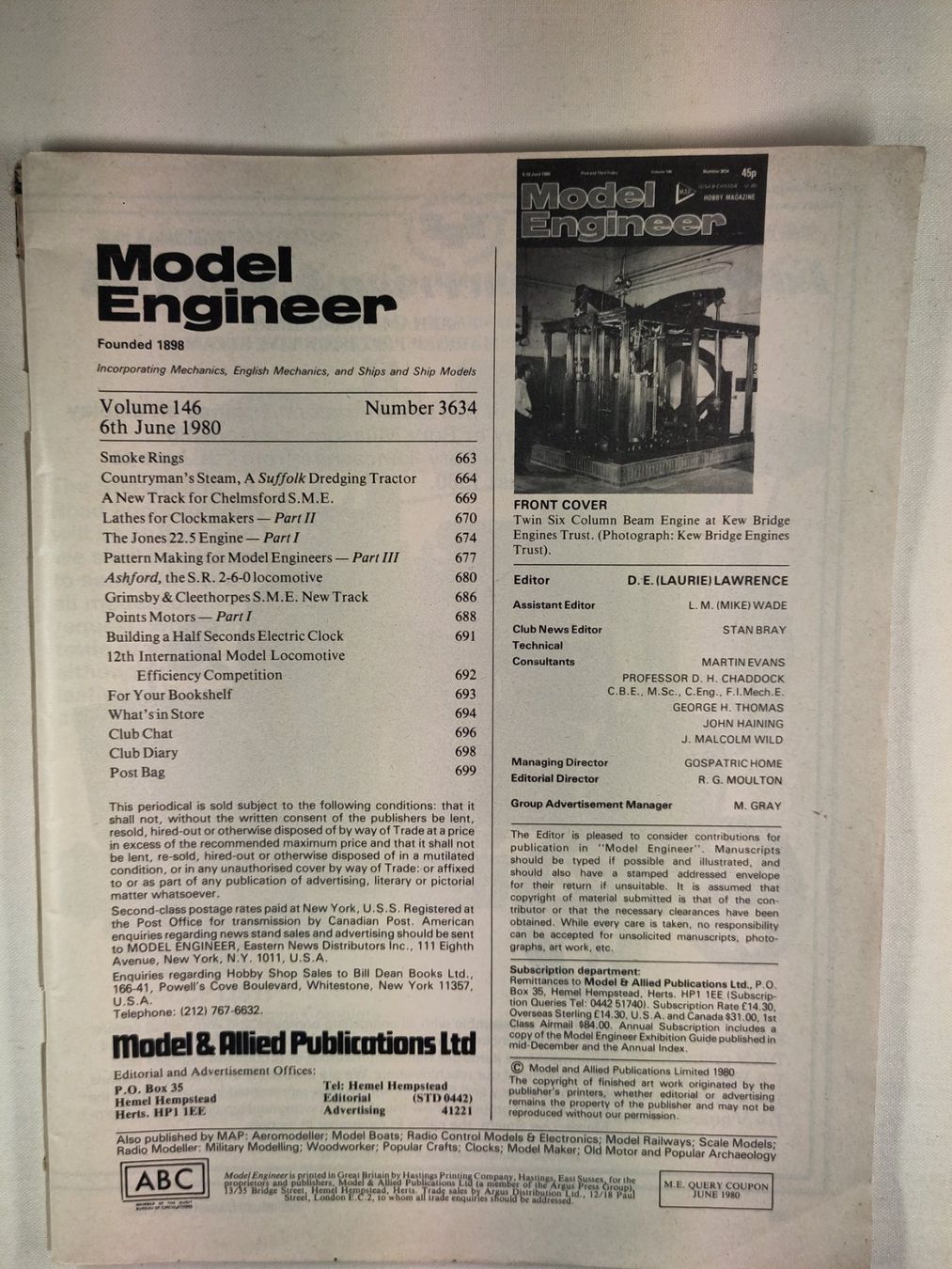Libri: 2 Hefte MODEL ENGINEER/MODEL ENGINEERING 80-er Jahre english – Usato da Bibern SO venduto da urhebeal 1