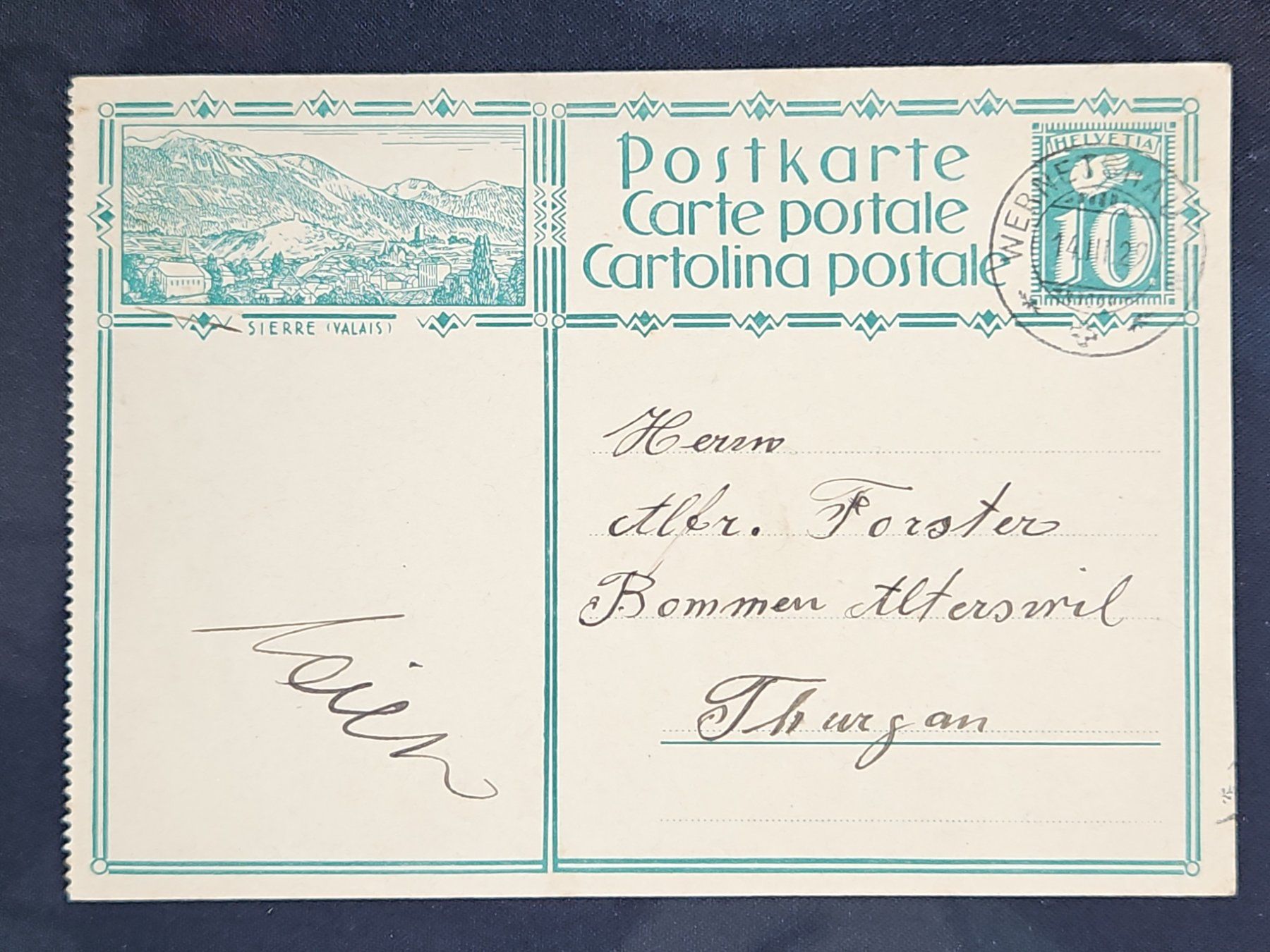 Tutti i francobolli: CL23 Carte Postale + Timbre Suisse 1929 – Usato da Cousset venduto da Patrick_Collections
