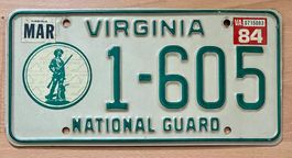 USA 🇺🇸 Nummernschild Virginia 1984 National Guard
