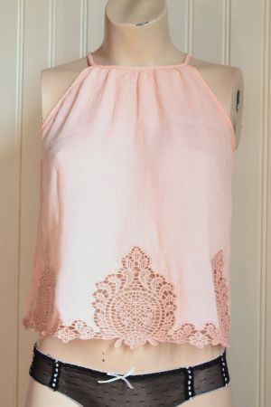 INTU * lachsfarbenes TOP mit Spitze  36  S