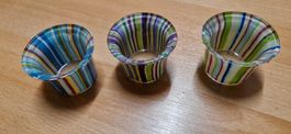 3er Set bunte Teelichthalter aus Glas