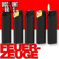 NEU █ 50 Elektronik FEUERZEUGE Mattschwarz Gold