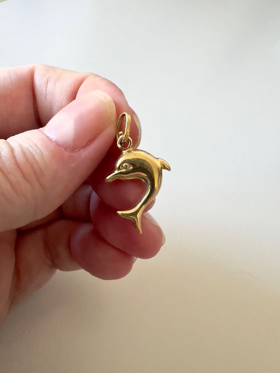 Ciondoli: Goldener Delphin Anhänger, 750 / 18K Gold - 1.53 g – Usato da Merenschwand venduto da stardust.12 3