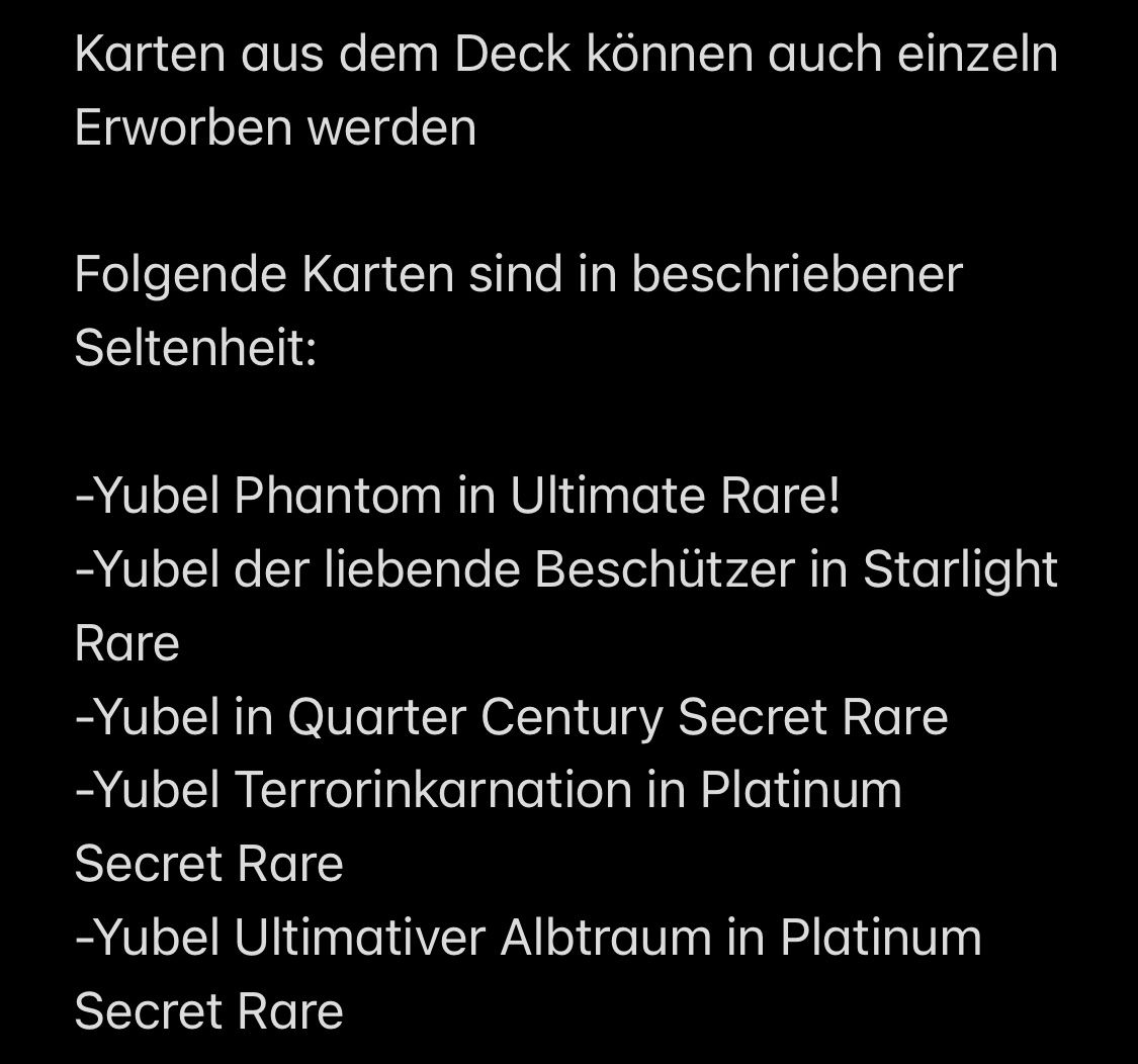 Yugioh Carte collezionabili: YuGiOh Yubel / Losgekettet Deck – Usato da Altstätten SG venduto da ChangeMaker 8