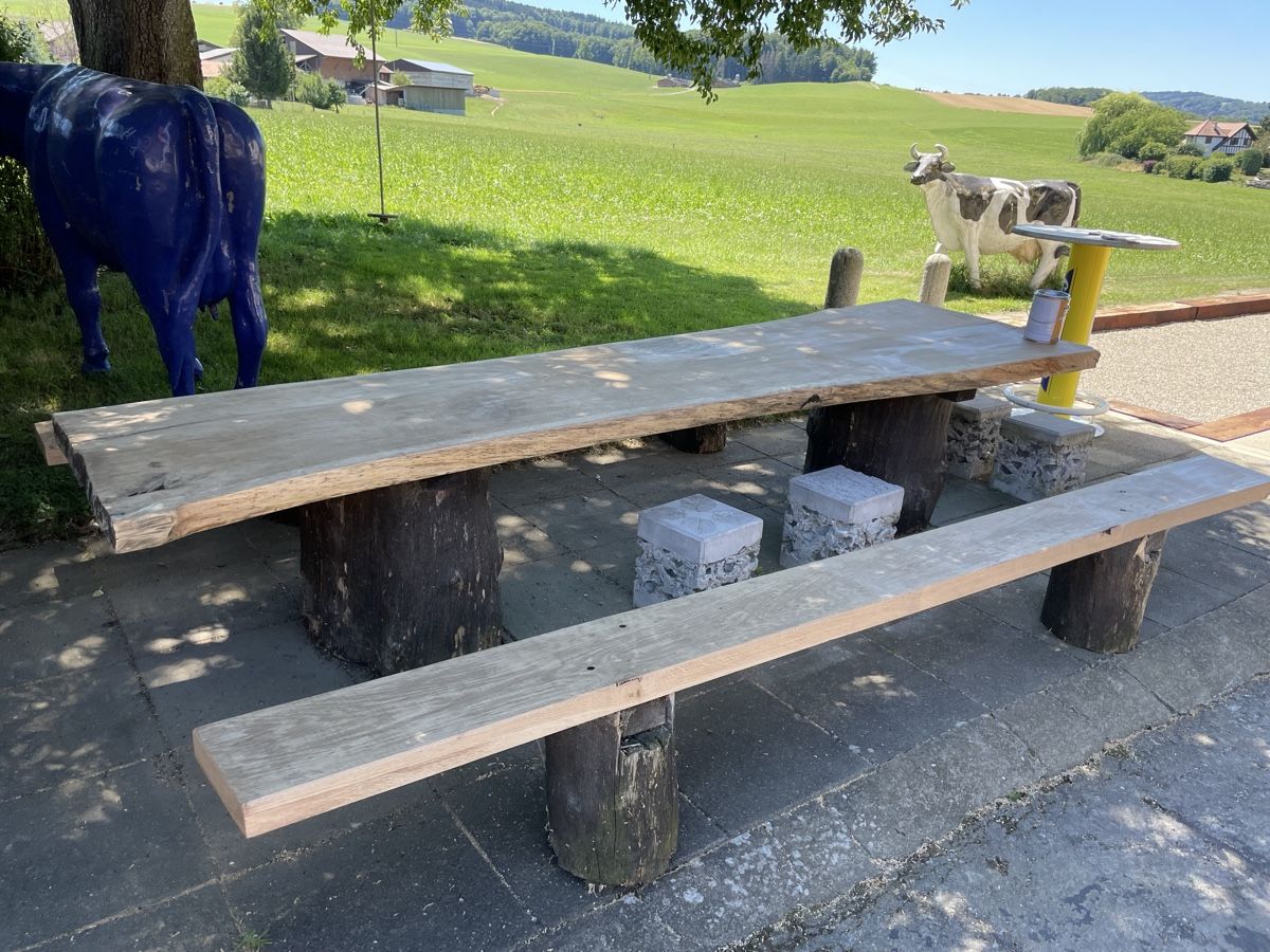 Set di tavolo e panche: Table et bancs en chêne massif – Usato da Orsonnens venduto da cdms57 8