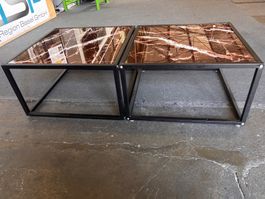 Beistelltische 2er Set Metall schwarz Marmoroptik gebraucht