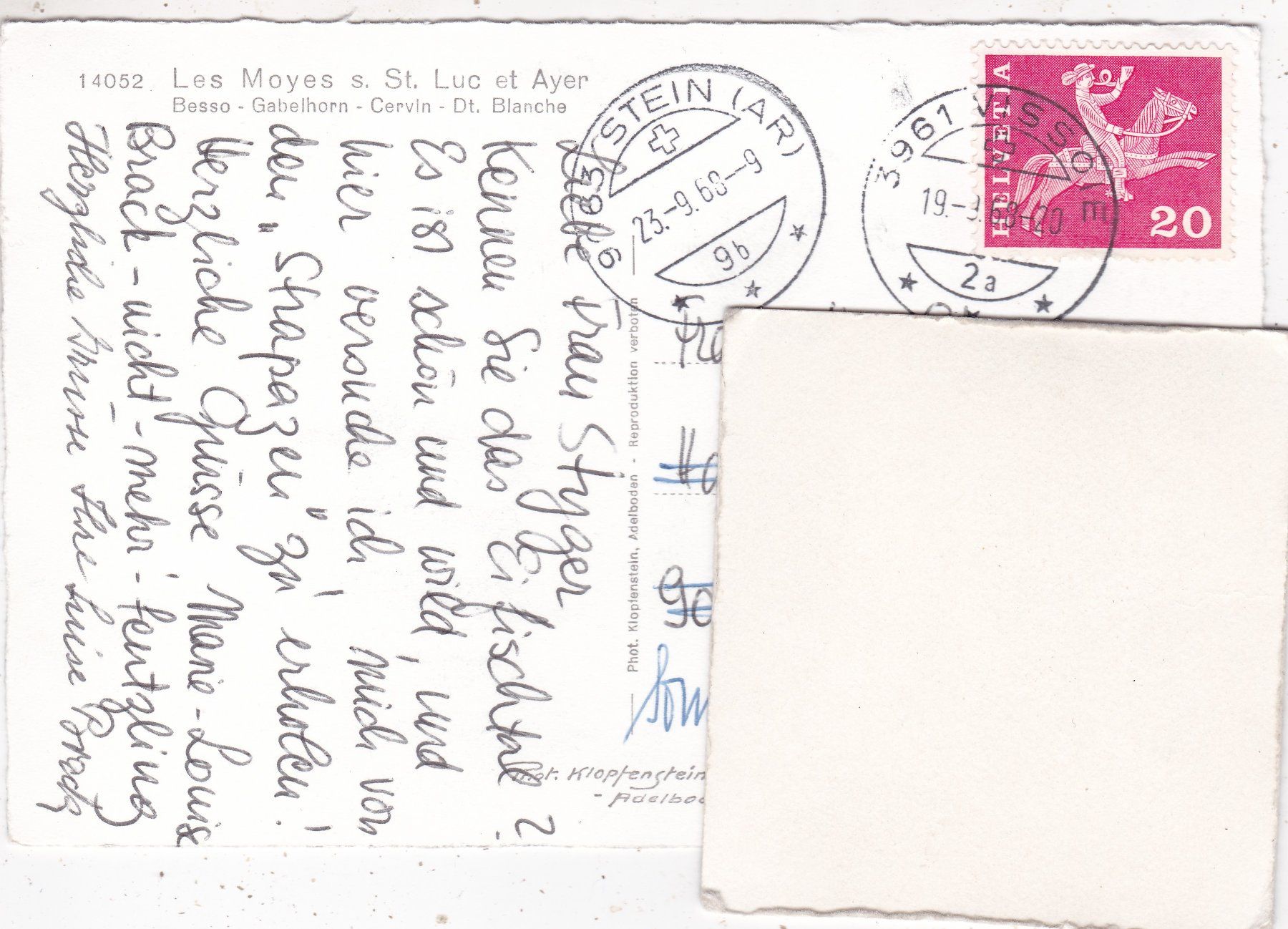 Cartoline postali: Les Moyes s. St. Luc et Ayer 1968 – Usato da Herisau venduto da Lisegrat2008 1