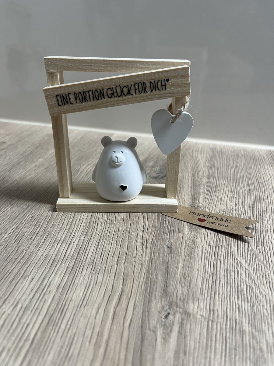 Tutte le decorazioni: Handgemachtes Glücksbärchen mit Holzrahmen, Geschenkidee – Nuovo (secondo la descrizione) da Frick venduto da van_2dhd