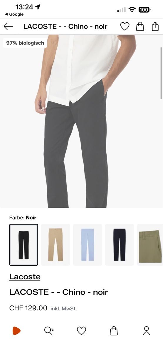 Lacoste Pantalons: LACOSTE Chino noir – Neuf avec emballage d'origine à Kriens par SRIKA