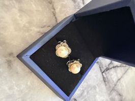 Natural white pearl earrings