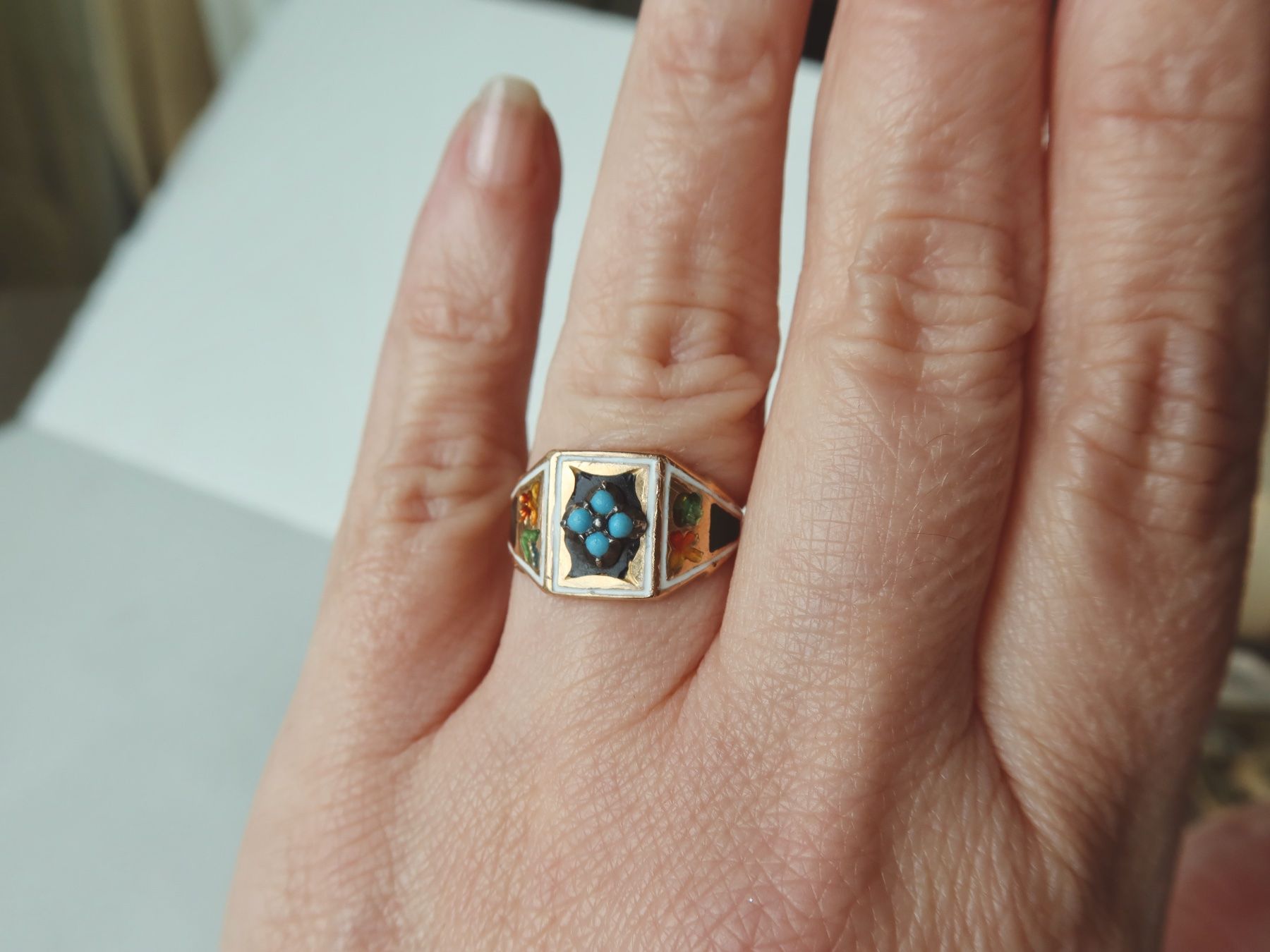 Anelli: Antiker Ring mit Türkis 18k Gold – Usato da Meilen venduto da RosieZurich 5