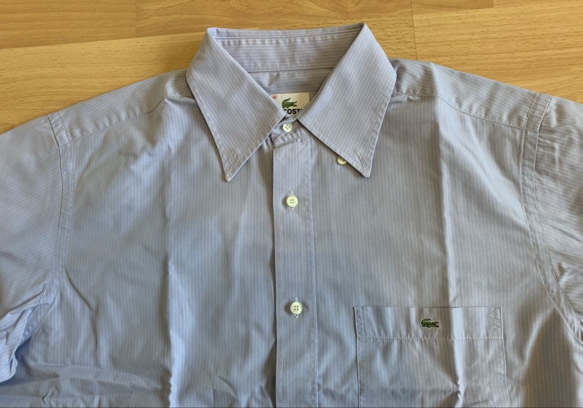 Lacoste Camicie: Chemise Lacoste rayée bleue/violet claire, taille 41 – Usato da Port venduto da granitod 4