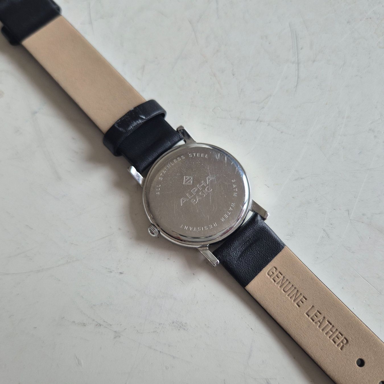 Uhren: Vintage Alpha Basic Watch Armbanduhr Uhr mit Lederarmband – Defekt aus Nottwil von Wondewa-Shop 3