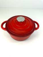 Emaillierter Gusseisen Topf rot (1,3L) mit Deckel