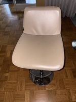 Barhocker Leder chrom, beige, höhenverstellbar, gebraucht