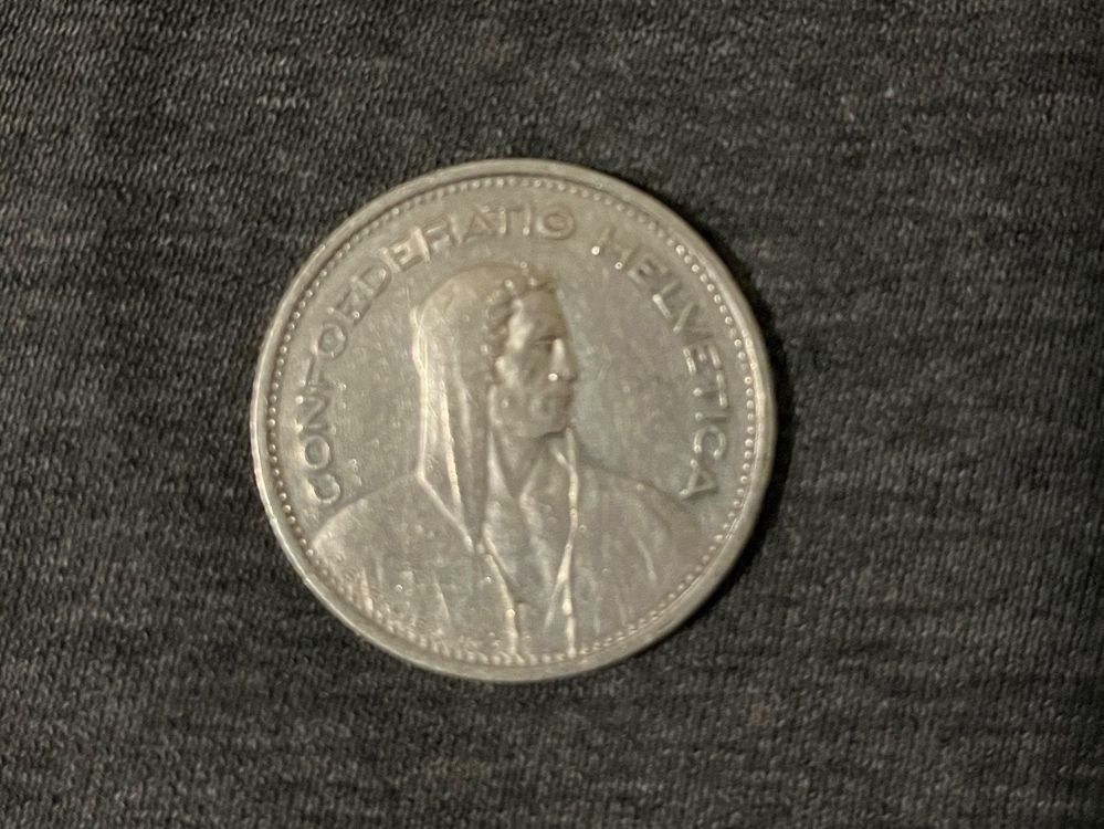 Schweizer Münze 5 Fr Silber alt 1952 (Gebraucht) in Naters für CHF 14 ...