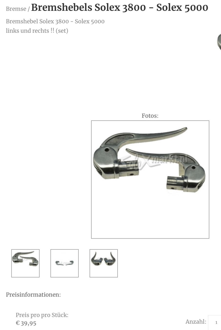 Solex Ciclomotori: Bremshebel Solex 3800-5000 – Nuovo (secondo la descrizione) da Weisslingen venduto da Wsteinbeisser 2