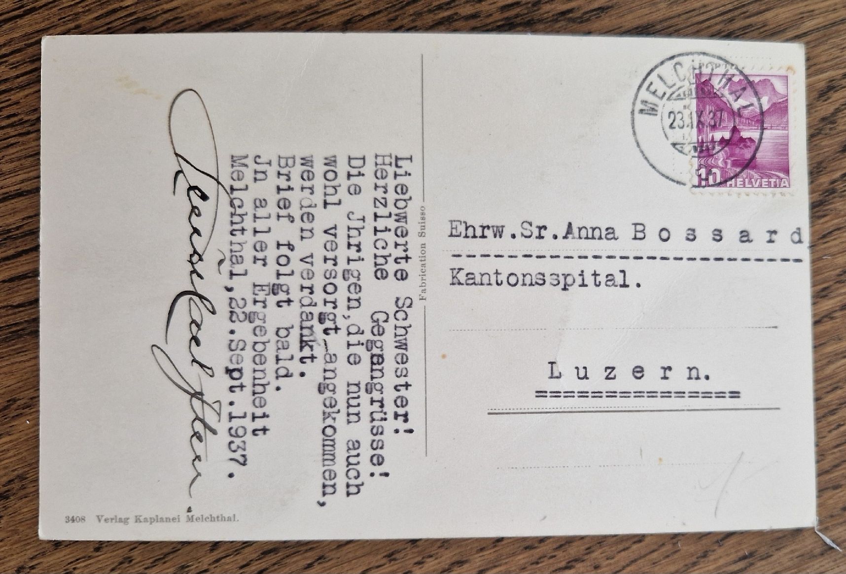 Cartoline postali: Hauptaltar Wallfahrtskirche Melchthal 1937 – Usato da Ebikon venduto da Donar50 1