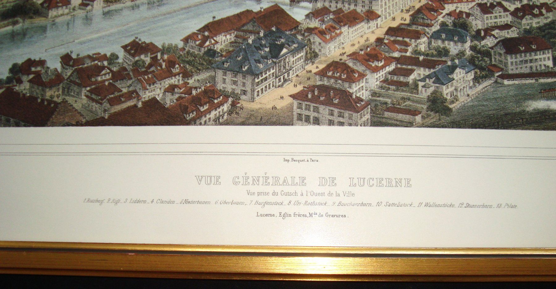 Grafica & Litografie: grosse Lithographie " Vue Générale de Lucerne " Th. Muller – Usato da Oberdorf NW venduto da Lufao 2