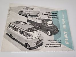 Prospekt Broschüre zu Fiat 615N Laster Bus Diesel Jahre 1954