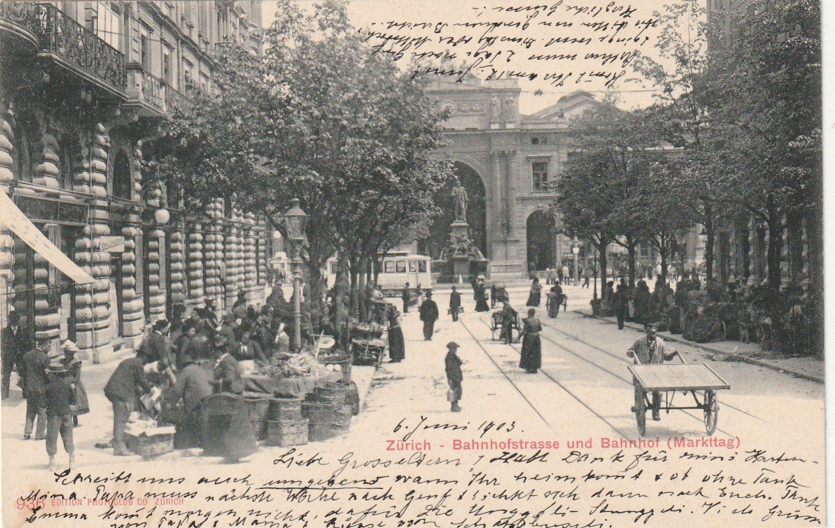 Cartoline postali: Zürich Bahnhofstrasse Markttag – Usato da Rorschacherberg venduto da fratovi2