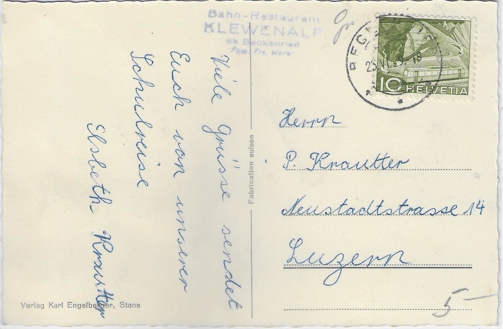 Cartes postales: Bahnrestaurant Klewenalp – D'occasion à Ettingen par Kartenplanet 1