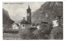 Bignasco - Valle Maggia (TI) Dorfpartie mit Kirche um 1915
