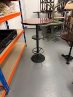 Stehtisch rund dunkelbraun Metallfuss höhenverstellbar