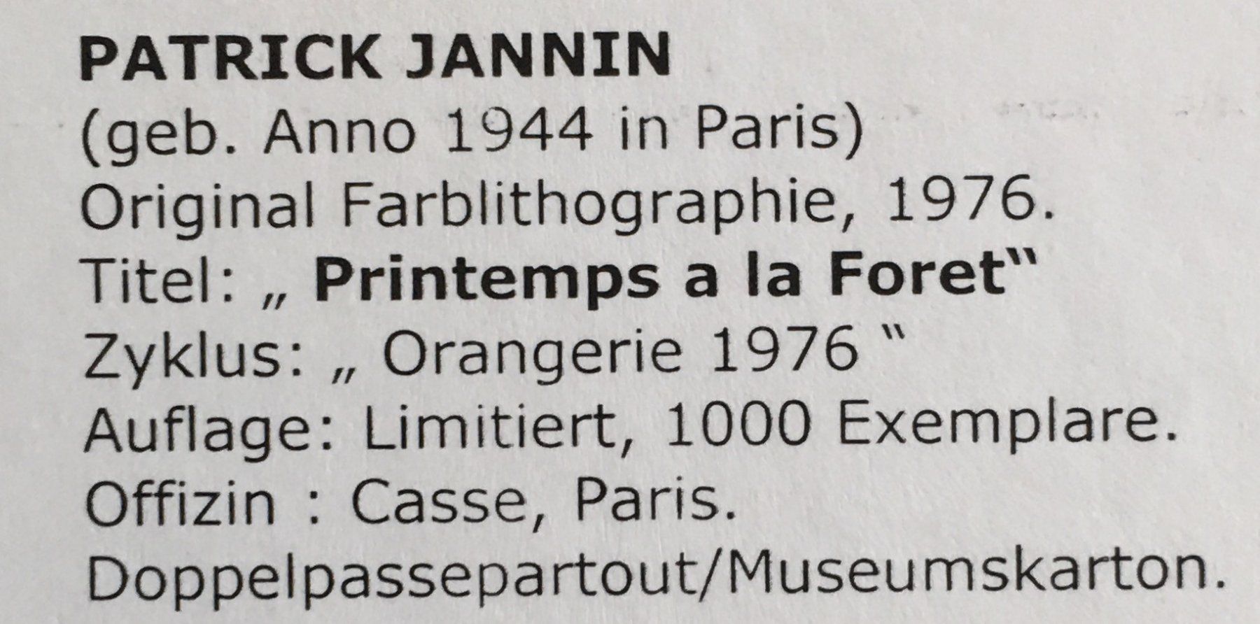 Grafica & Litografie: Patrick Jannin Orig. Farblithographie "Printemps a la Foret" – Usato da Nennigkofen venduto da Sommersonnen 5
