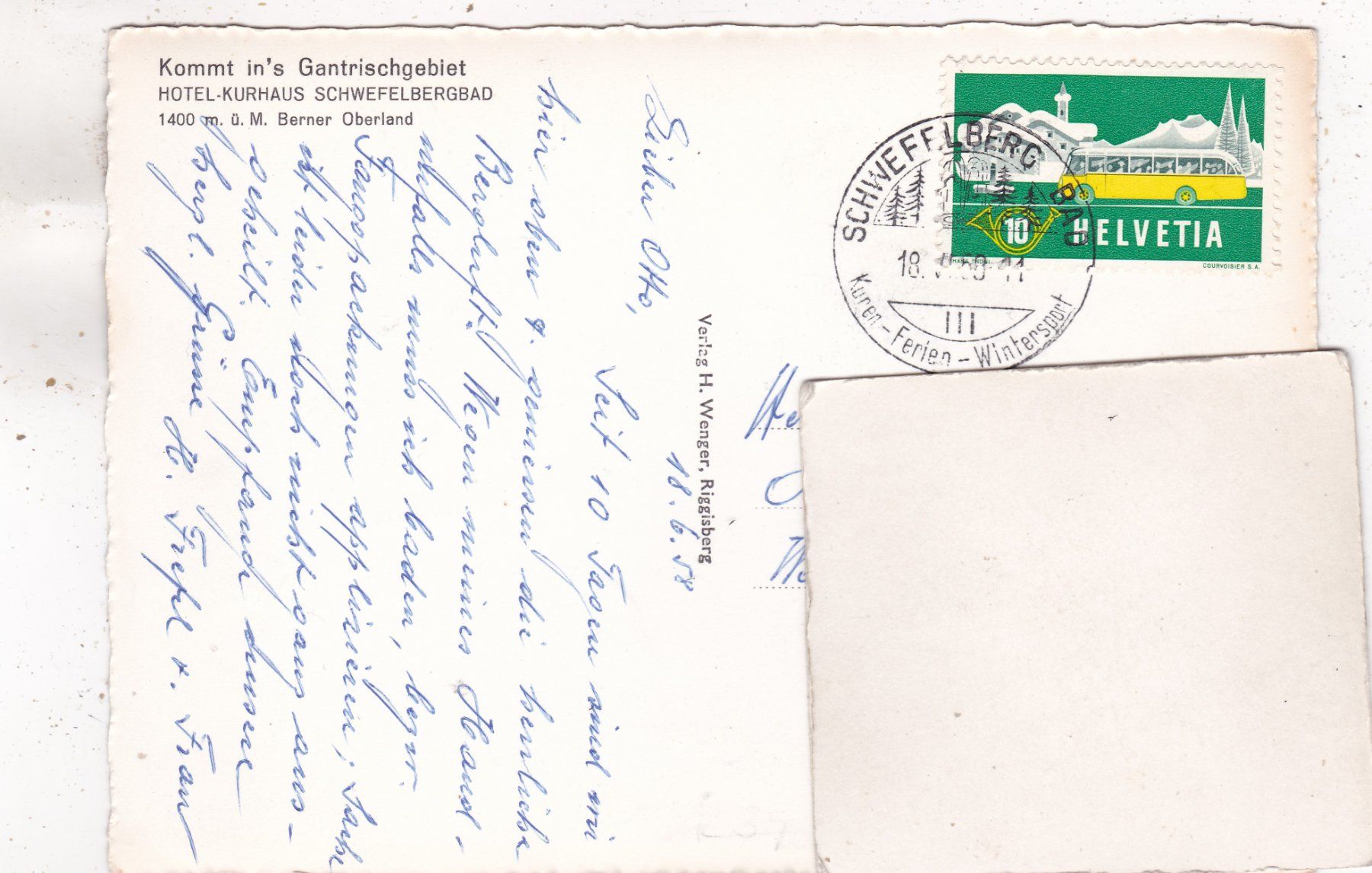 Cartoline postali: Hotel Kurhaus Schwefelberg - Bad 1958 – Usato da Herisau venduto da Lisegrat2008 1
