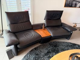 Kombination von 2 TV-Relax-Sessel - schwarzes echtes Leder