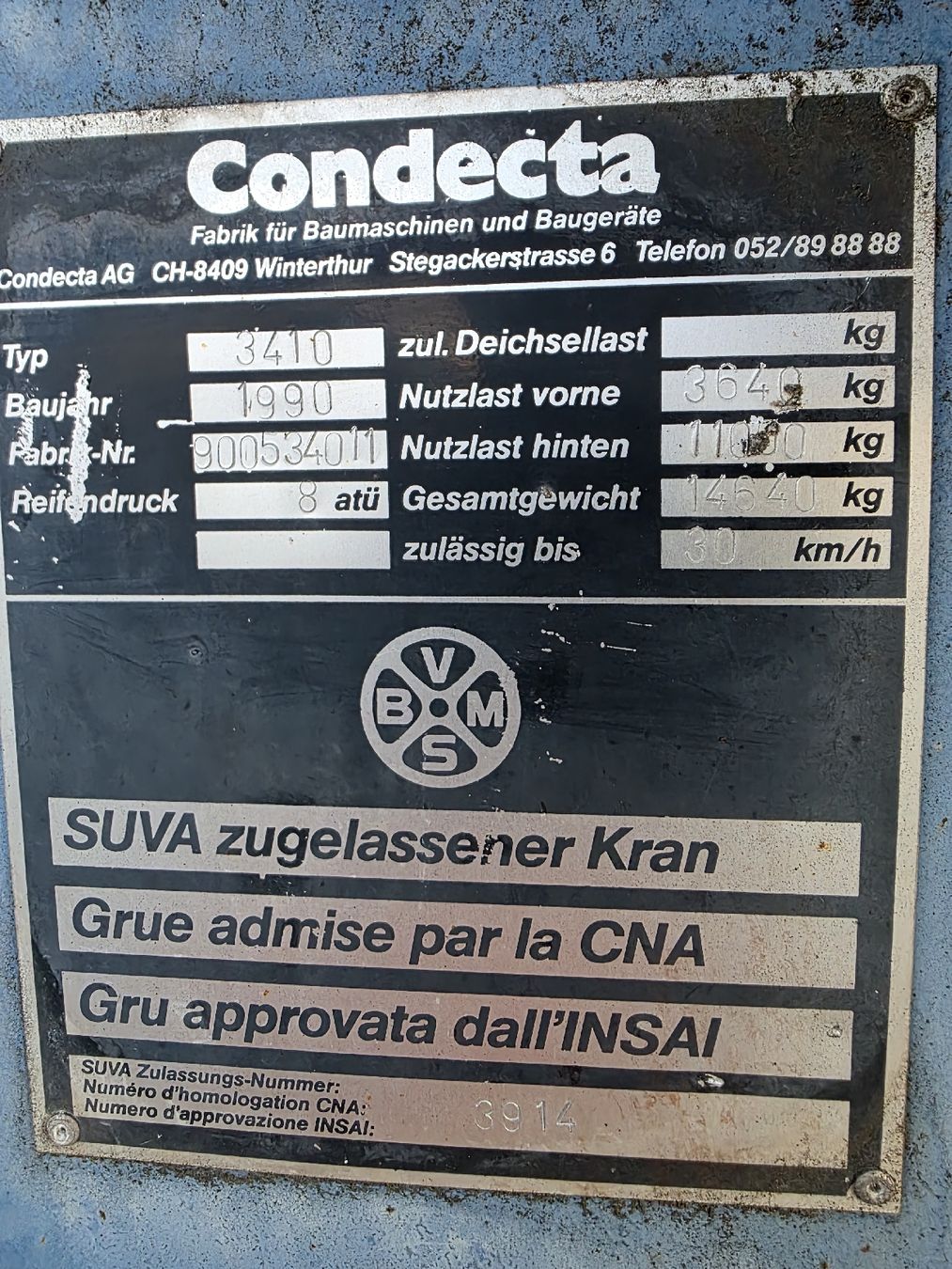 Gru: Condecta EURO-Kran E 3410, Baujahr 1990, – Usato da Ersigen venduto da Force01 1