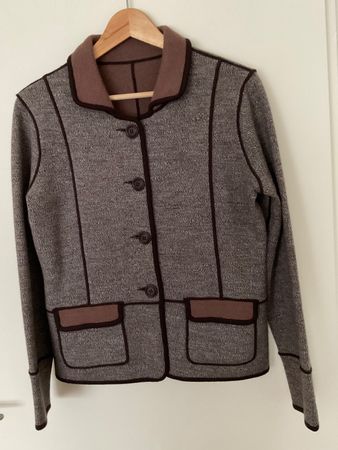 Elegance 100% Wolle Jacke Wendejacke Gr M braun