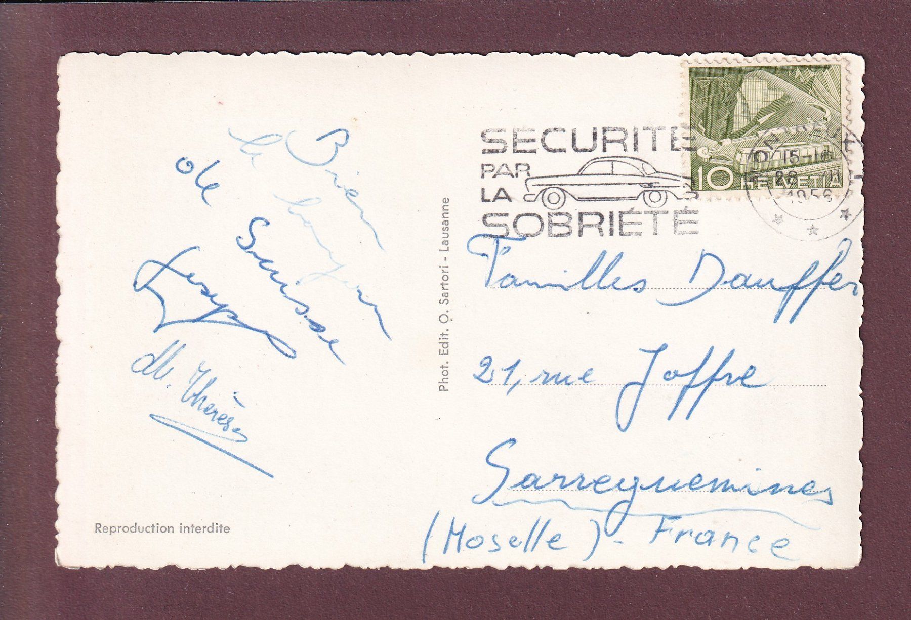 Cartoline postali: Château de CHILLON - 3 images - 1959 – Usato da Pully venduto da nicecards 1