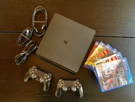 Playstation 4 Slim - 1 TB - Konsole + 2 Controller + 6 Games