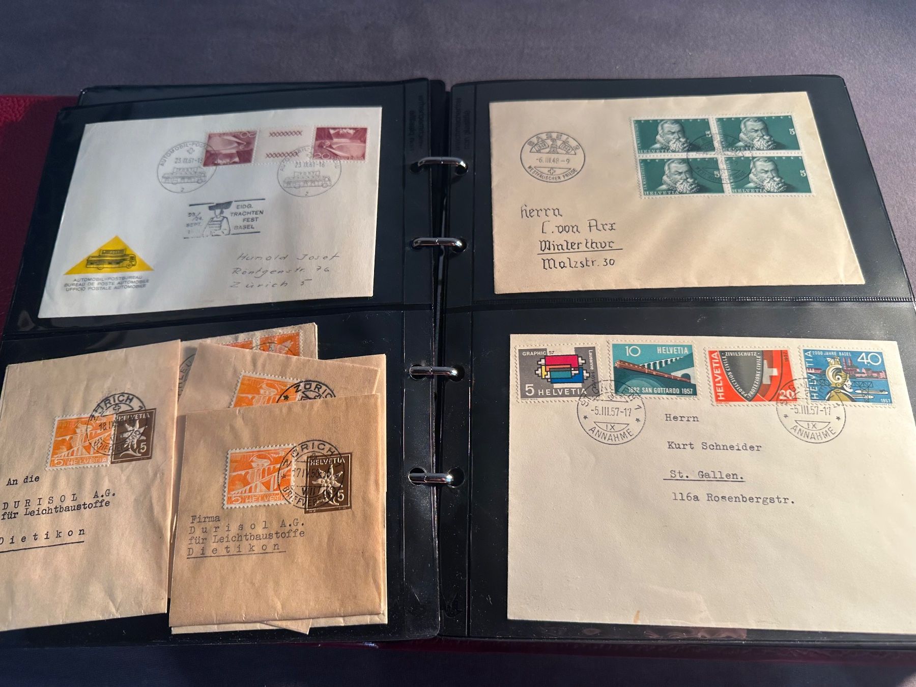 Alle Briefmarken: Album Schweiz Sammlung Briefe und FDC – Gebraucht aus Stettfurt von 2442 2