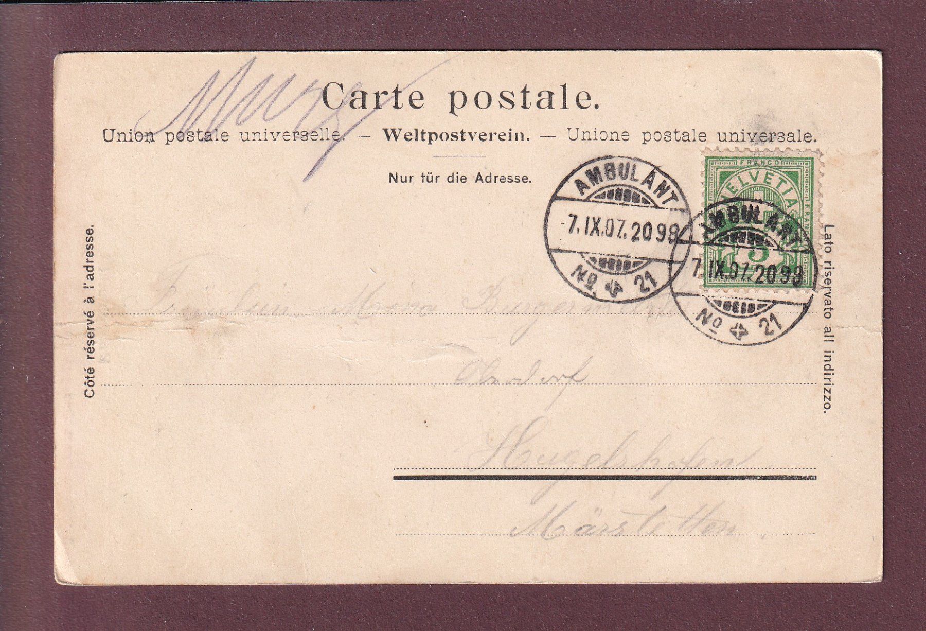 Ansichtskarten: MURGSCHLUCHT - 1907 – Gebraucht aus Pully von nicecards 1